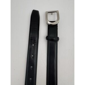 Vintage‎ DKNY Ladies Black Italian Leather Belt Silver Buckle Size Large